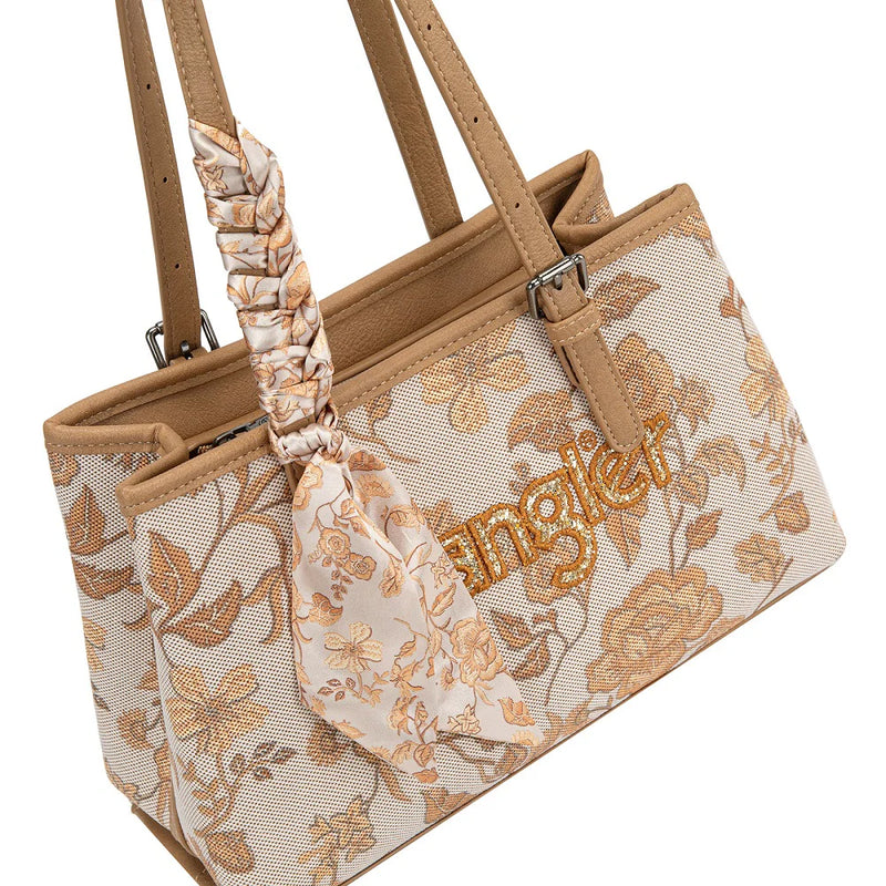 Load image into Gallery viewer, WG510-8130GD - Wrangler Floral Printed Braided Scarf Crossbody Bag - Gold
