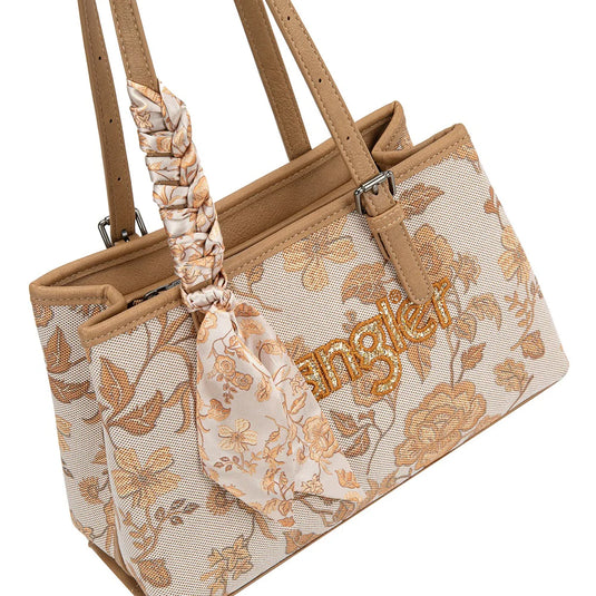 WG510-8130GD - Wrangler Floral Printed Braided Scarf Crossbody Bag - Gold