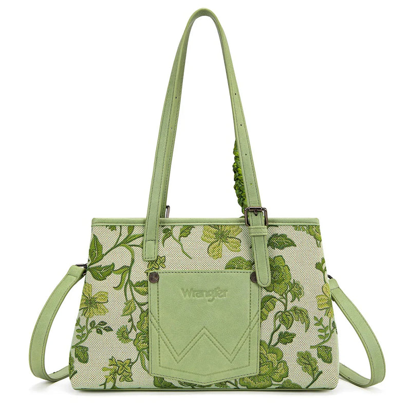Load image into Gallery viewer, WG510-8130GN - Wrangler Floral Printed Braided Scarf Crossbody Bag - Green
