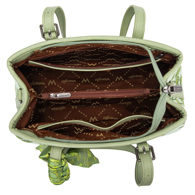 Load image into Gallery viewer, WG510-8130GN - Wrangler Floral Printed Braided Scarf Crossbody Bag - Green

