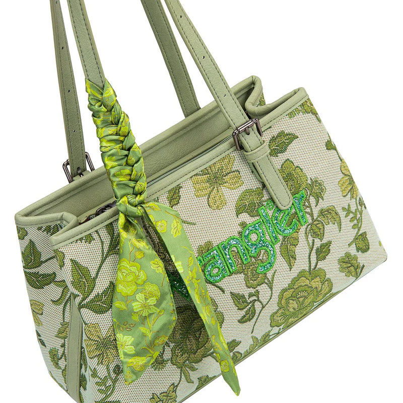 Load image into Gallery viewer, WG510-8130GN - Wrangler Floral Printed Braided Scarf Crossbody Bag - Green
