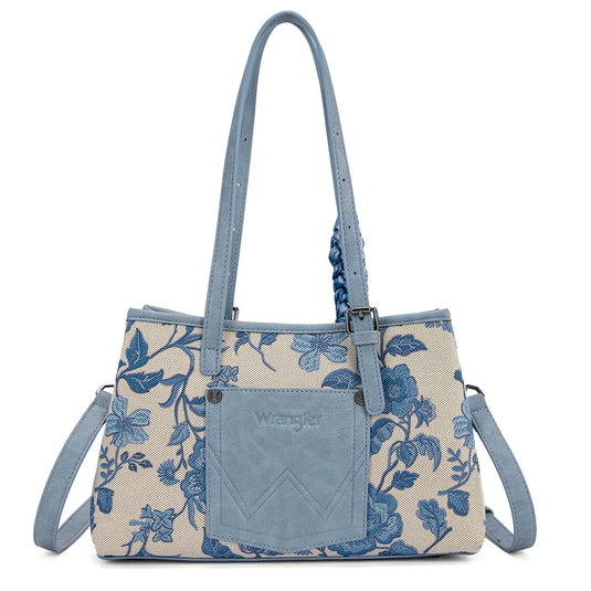 WG510-8130JN - Wrangler Floral Printed Braided Scarf Crossbody Bag - Jean