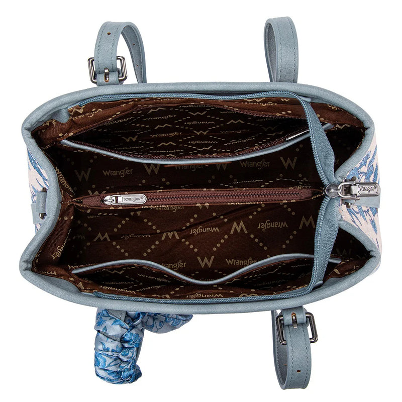 Load image into Gallery viewer, WG510-8130JN - Wrangler Floral Printed Braided Scarf Crossbody Bag - Jean
