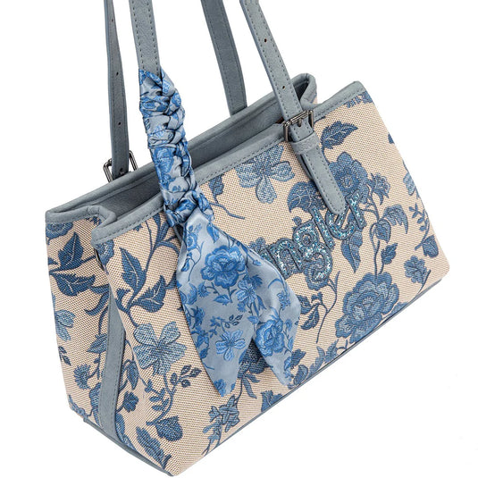 WG510-8130JN - Wrangler Floral Printed Braided Scarf Crossbody Bag - Jean