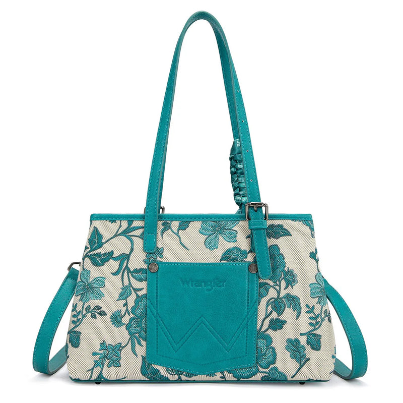 Load image into Gallery viewer, WG510-8130TQ - Wrangler Floral Printed Braided Scarf Crossbody Bag - Turquoise
