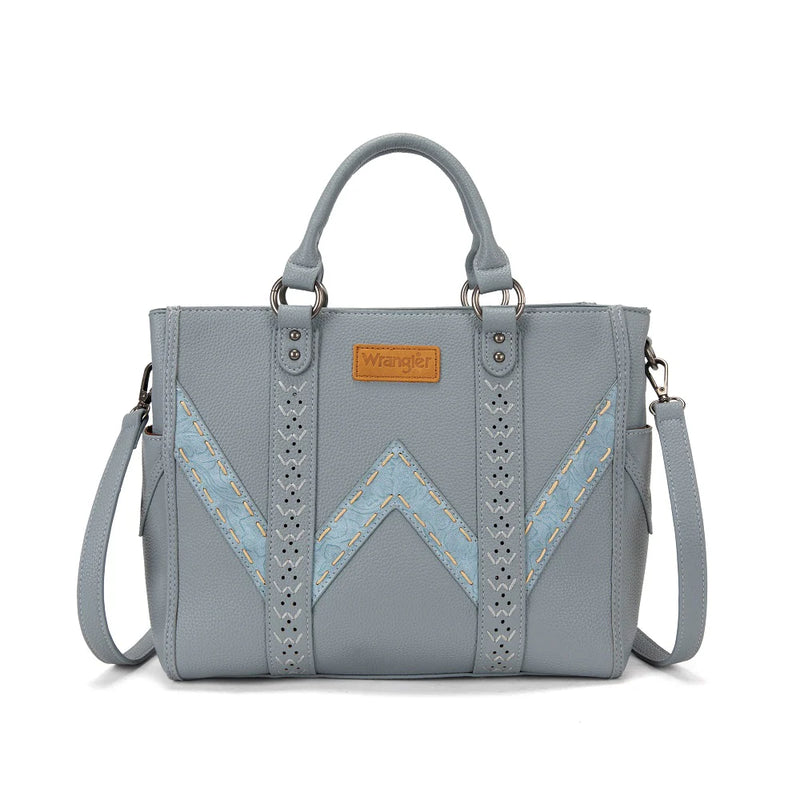 Load image into Gallery viewer, WG519-8300-1JN - Wrangler Western Stitch &amp; Embossed Chevron Satchel Tote Bag - Jean
