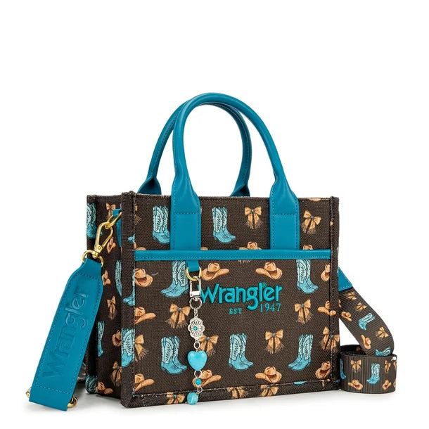 Load image into Gallery viewer, WG-HB-524-8120S-CF - Wrangler Western Print Cowgirl Tote Bag/Crossbody - Coffee

