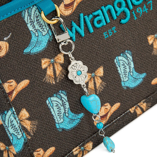 WG524-8120SCF - Wrangler Western Print Cowgirl Tote Bag/Crossbody - Coffee