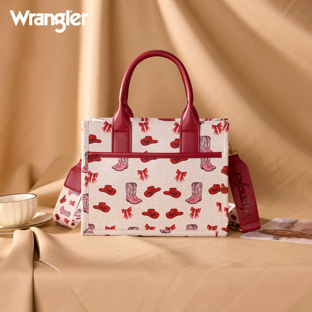 Load image into Gallery viewer, WG-HB-524-8120S-PK - Wrangler Western Print Cowgirl Tote Bag/Crossbody - Pink

