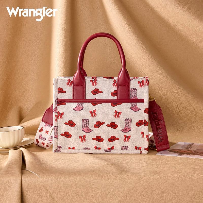 Load image into Gallery viewer, WG524-8120SPK - Wrangler Western Print Cowgirl Tote Bag/Crossbody - Pink
