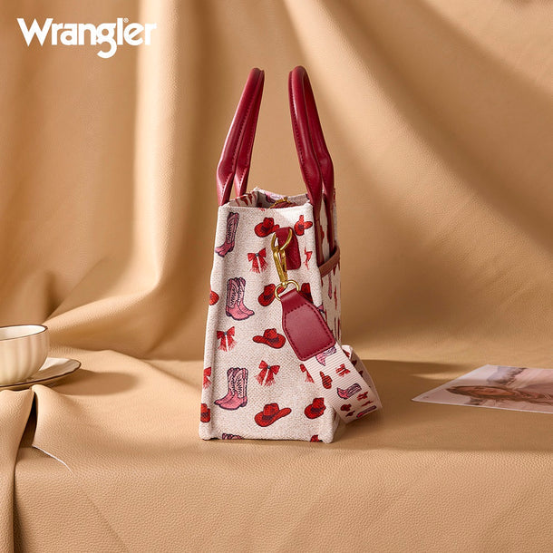 Load image into Gallery viewer, WG-HB-524-8120S-PK - Wrangler Western Print Cowgirl Tote Bag/Crossbody - Pink
