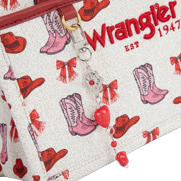 Load image into Gallery viewer, WG-HB-524-8120S-PK - Wrangler Western Print Cowgirl Tote Bag/Crossbody - Pink
