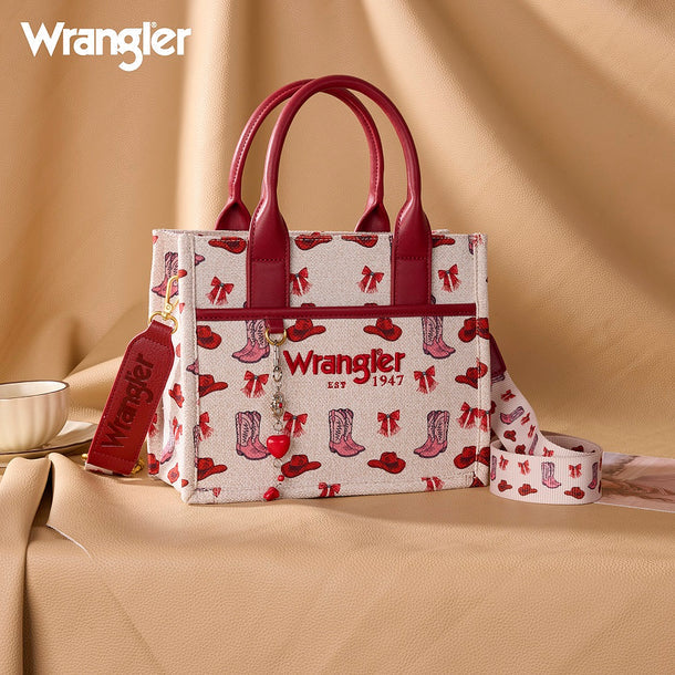 Load image into Gallery viewer, WG-HB-524-8120S-PK - Wrangler Western Print Cowgirl Tote Bag/Crossbody - Pink
