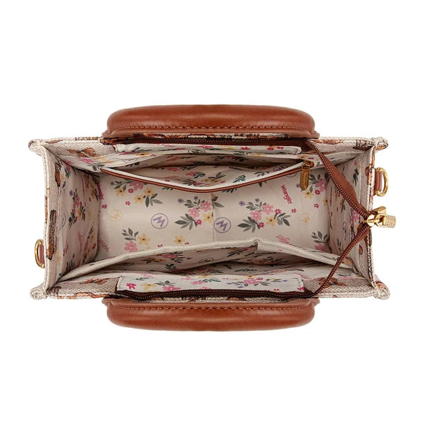 Load image into Gallery viewer, WG-HB-524-8120STN - Wrangler Western Print Cowgirl Tote Bag/Crossbody - Tan
