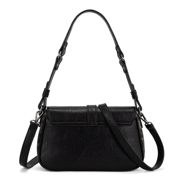 Load image into Gallery viewer, WG528-2003BK - Wrangler Western Buckle Studded Shoulder Crossbody Bag - Black
