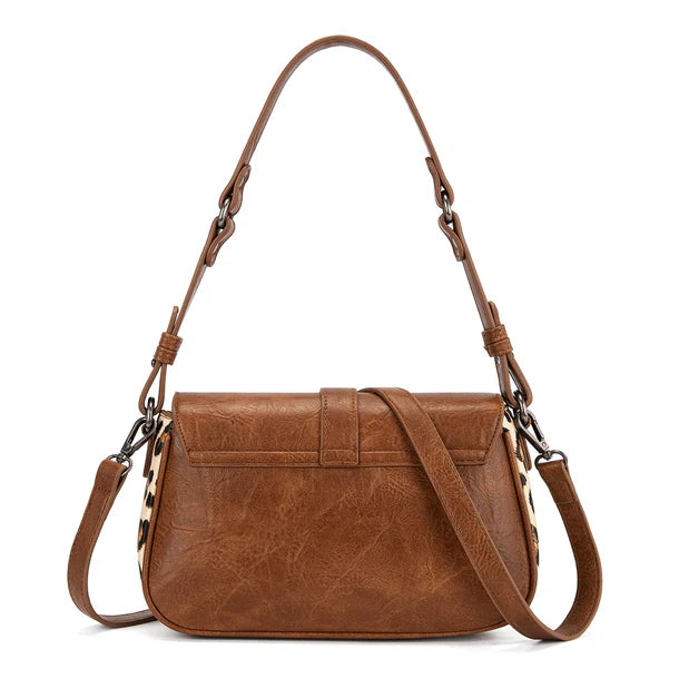 Load image into Gallery viewer, WG528-2003BR - Wrangler Western Buckle Studded Shoulder Crossbody Bag - Brown
