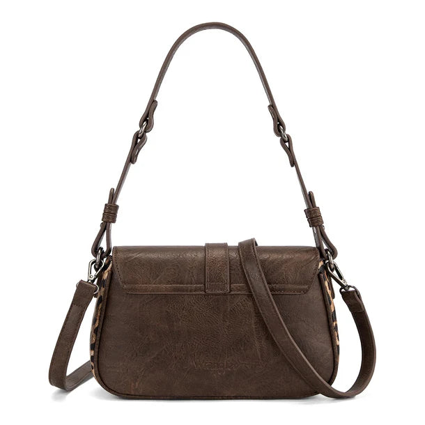 Load image into Gallery viewer, WG528-2003CF - Wrangler Western Buckle Studded Shoulder Crossbody Bag - Coffee

