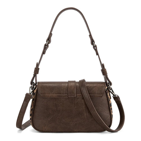 WG528-2003CF - Wrangler Western Buckle Studded Shoulder Crossbody Bag - Coffee