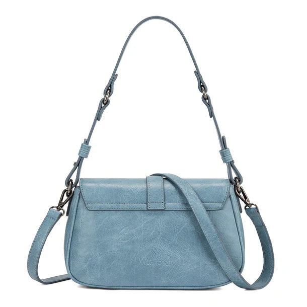 Load image into Gallery viewer, WG528-2003JN - Wrangler Western Buckle Studded Shoulder Crossbody Bag - Jean
