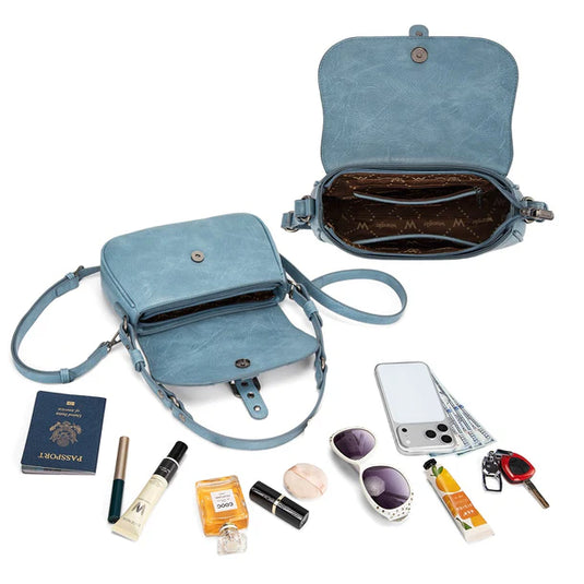 WG528-2003JN - Wrangler Western Buckle Studded Shoulder Crossbody Bag - Jean