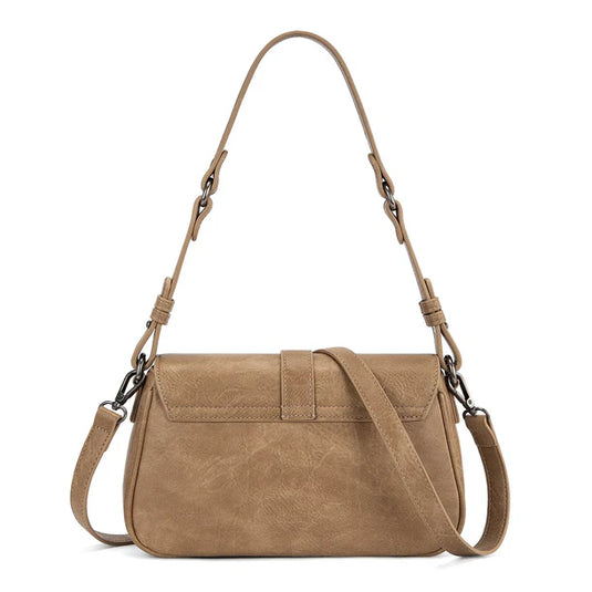 WG528-2003KH - Wrangler Western Buckle Studded Shoulder Crossbody Bag - Khaki