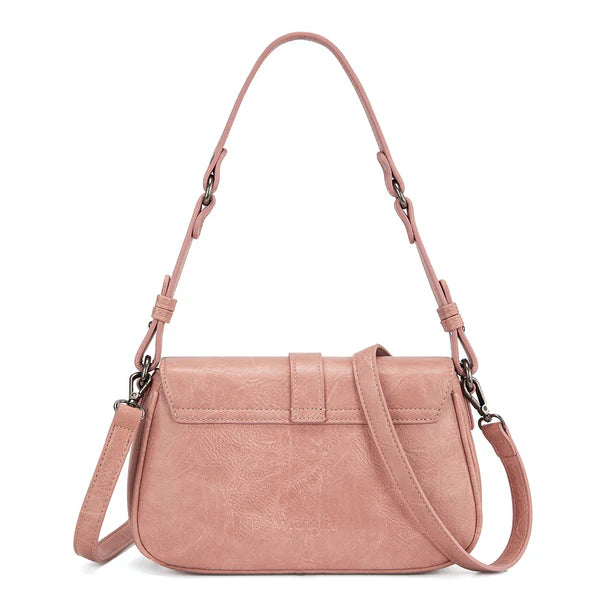 Load image into Gallery viewer, WG528-2003PK - Wrangler Western Buckle Studded Shoulder Crossbody Bag - Pink
