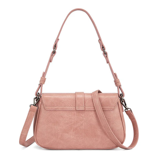 WG528-2003PK - Wrangler Western Buckle Studded Shoulder Crossbody Bag - Pink