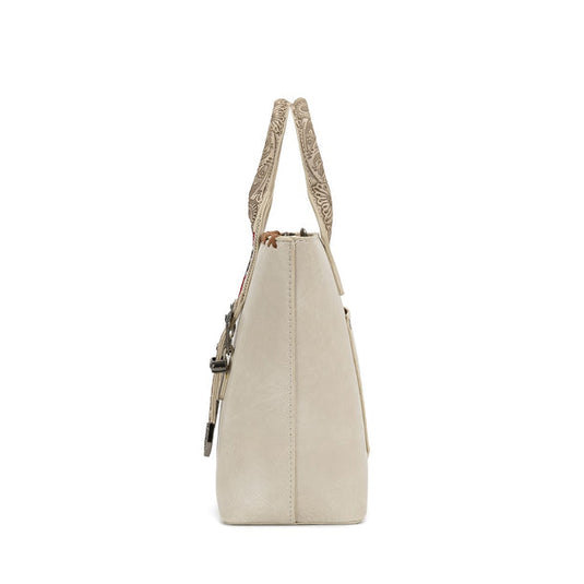 WG529-2002BG - Wrangler Southwestern Buckle Western Tote Bag - Beige