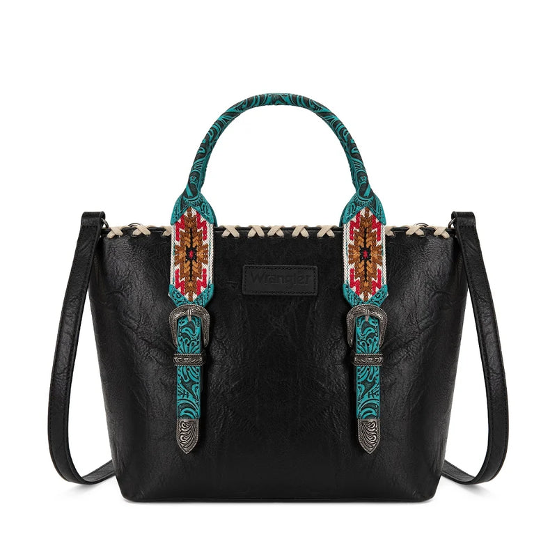 Load image into Gallery viewer, WG529-2002BK - Wrangler Western Embroidery Tote Bag - Black
