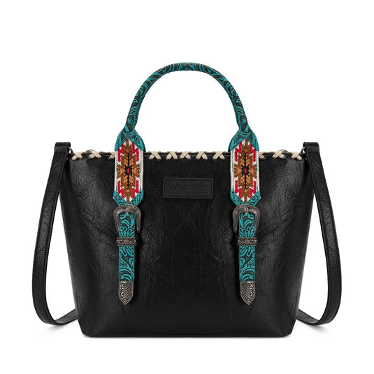 WG529-2002BK - Wrangler Western Embroidery Tote Bag - Black