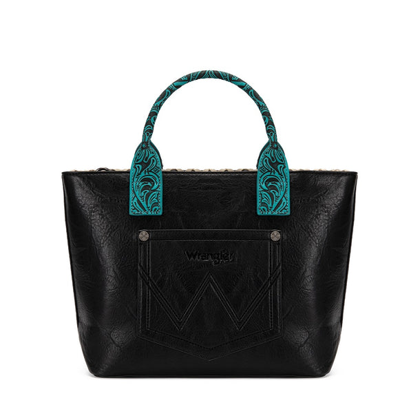 Load image into Gallery viewer, WG529-2002BK - Wrangler Western Embroidery Tote Bag - Black
