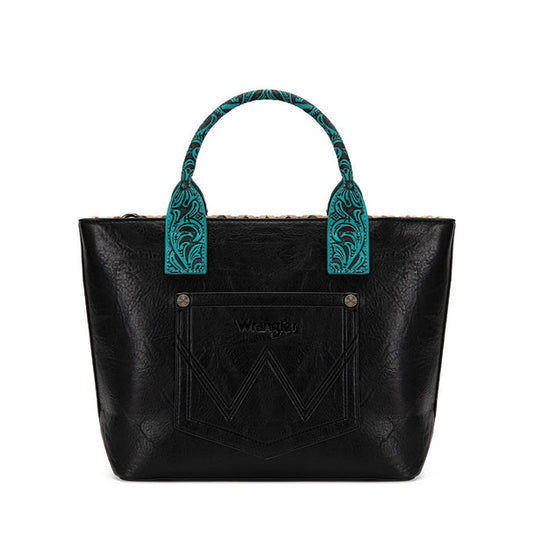 WG529-2002BK - Wrangler Western Embroidery Tote Bag - Black