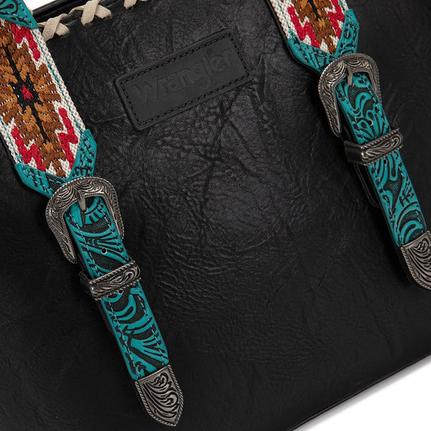 Load image into Gallery viewer, WG529-2002BK - Wrangler Western Embroidery Tote Bag - Black
