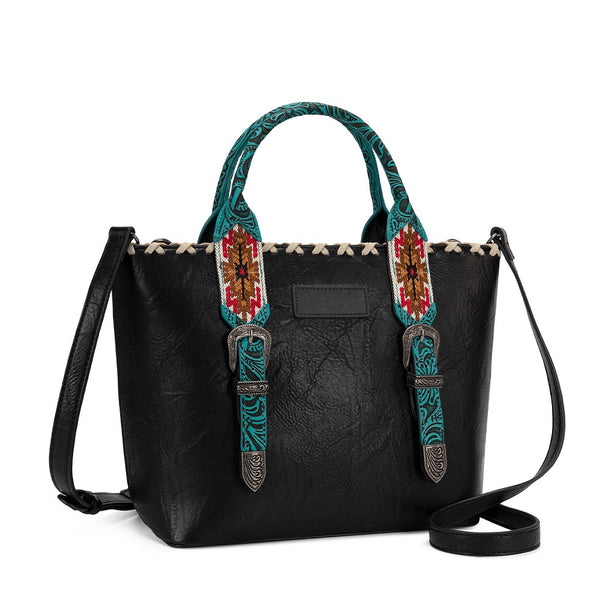 Load image into Gallery viewer, WG529-2002BK - Wrangler Western Embroidery Tote Bag - Black

