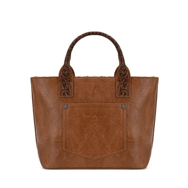 Load image into Gallery viewer, WG529-2002BR - Wrangler Western Embroidery Tote Bag - Brown
