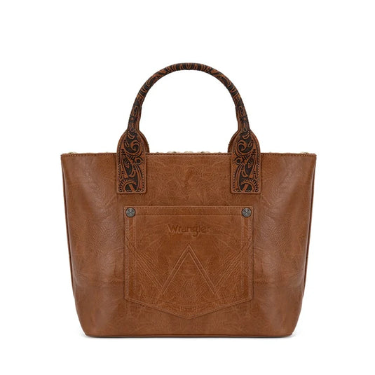 WG529-2002BR - Wrangler Western Embroidery Tote Bag - Brown