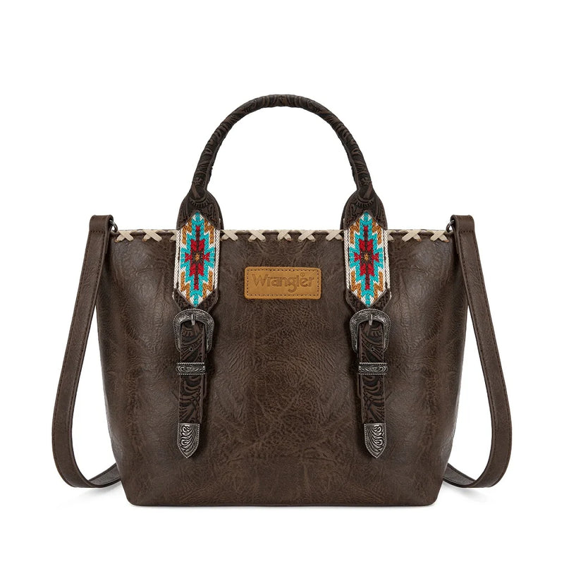 Load image into Gallery viewer, WG529-2002CF - Wrangler Western Embroidery Tote Bag - Coffee
