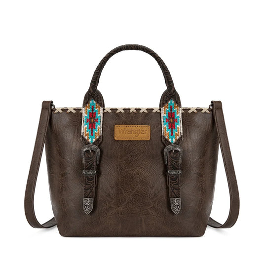 WG529-2002CF - Wrangler Western Embroidery Tote Bag - Coffee