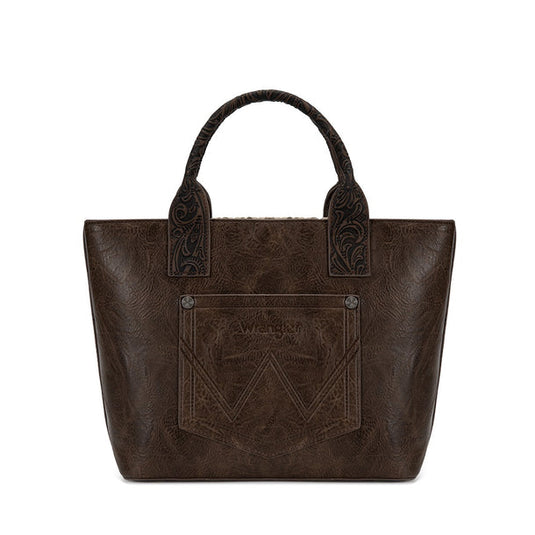 WG529-2002CF - Wrangler Western Embroidery Tote Bag - Coffee