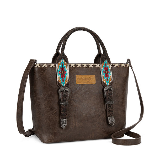 Load image into Gallery viewer, WG529-2002CF - Wrangler Western Embroidery Tote Bag - Coffee
