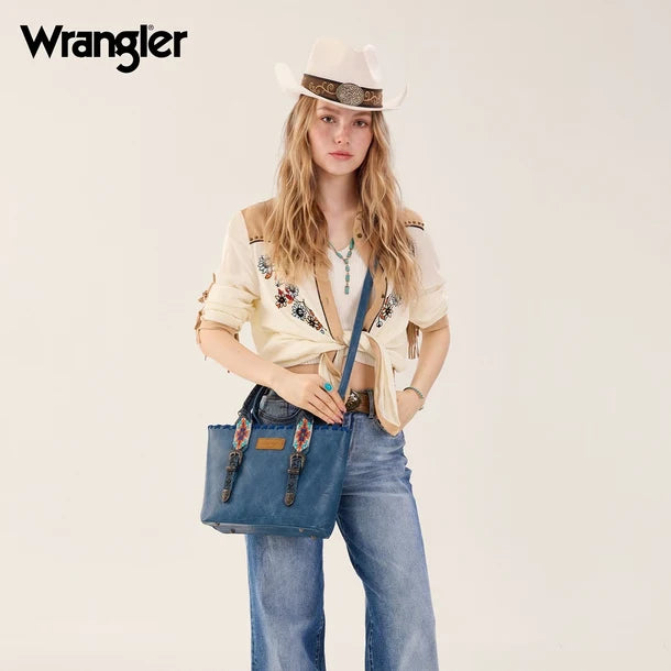 Load image into Gallery viewer, WG529-2002NY - Wrangler Western Embroidery Tote Bag - Navy
