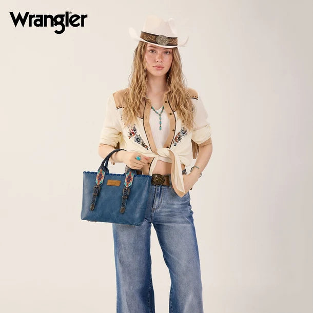 Load image into Gallery viewer, WG529-2002NY - Wrangler Western Embroidery Tote Bag - Navy
