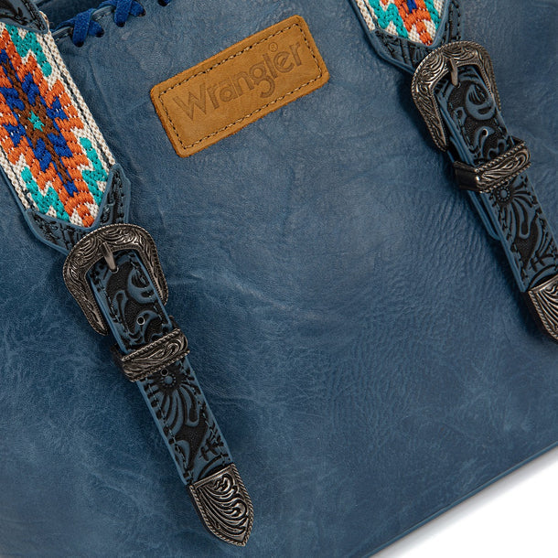 Load image into Gallery viewer, WG529-2002NY - Wrangler Western Embroidery Tote Bag - Navy
