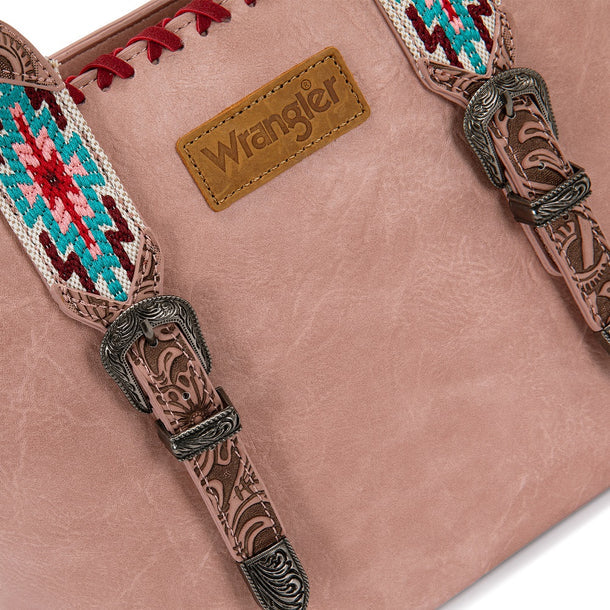 Load image into Gallery viewer, WG529-2002PK - Wrangler Western Embroidery Tote Bag - Pink
