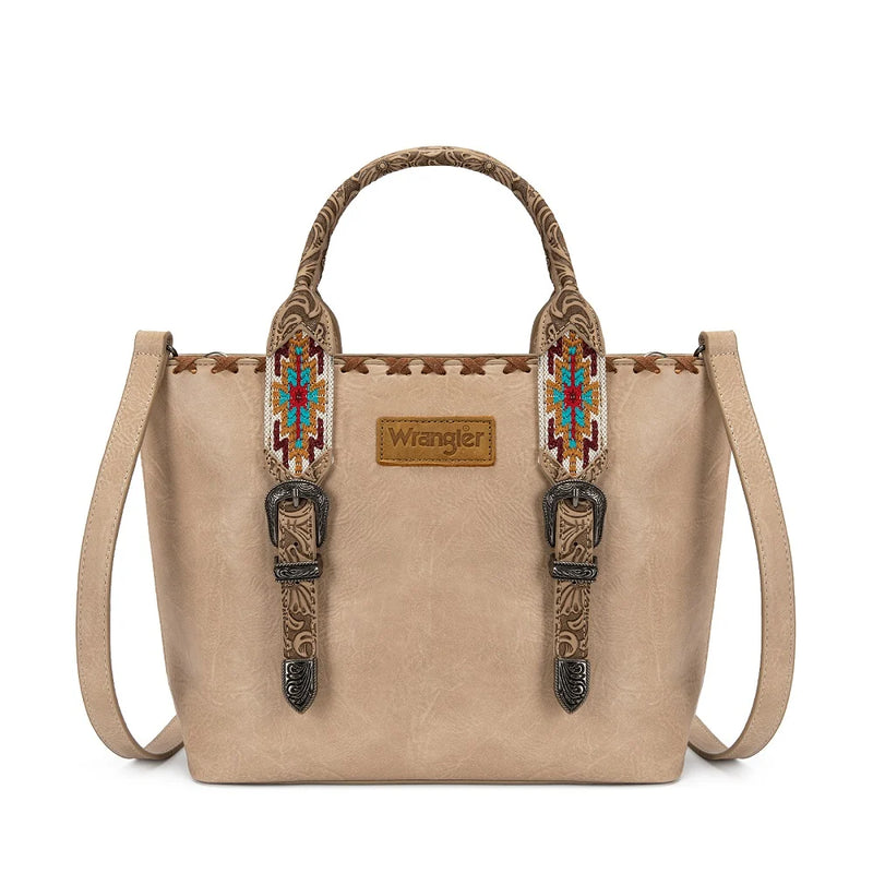 Load image into Gallery viewer, WG529-2002TN - Wrangler Western Embroidery Tote Bag - Tan
