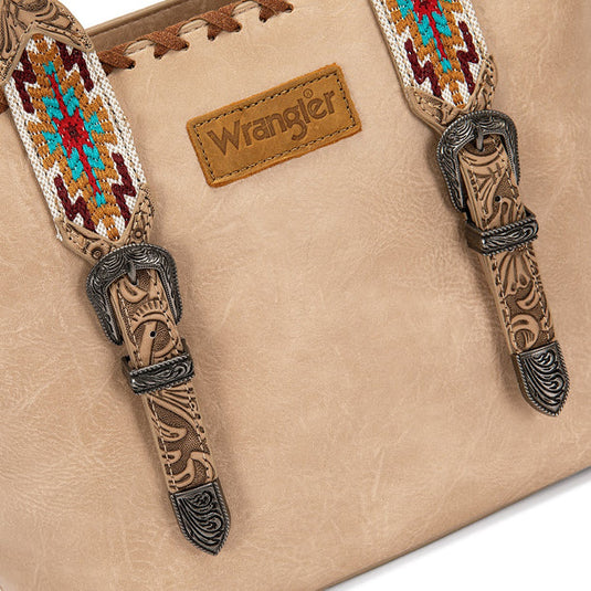 WG529-2002TN - Wrangler Western Embroidery Tote Bag - Tan