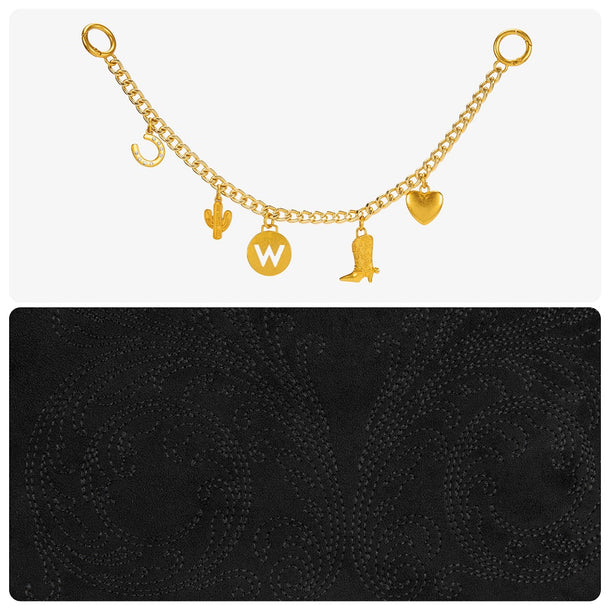 Load image into Gallery viewer, WG533-9801BK - Wrangler Charm Chain Hobo Tote Bag - Black
