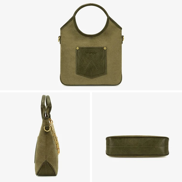 Load image into Gallery viewer, WG533-9801GN - Wrangler Charm Chain Hobo Tote Bag - Green
