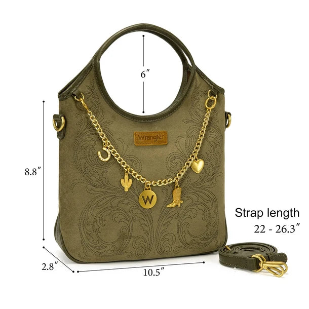 Load image into Gallery viewer, WG533-9801GN - Wrangler Charm Chain Hobo Tote Bag - Green
