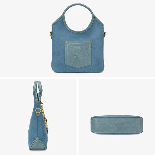 WG533-9801JN - Wrangler Charm Chain Hobo Tote Bag - Jean